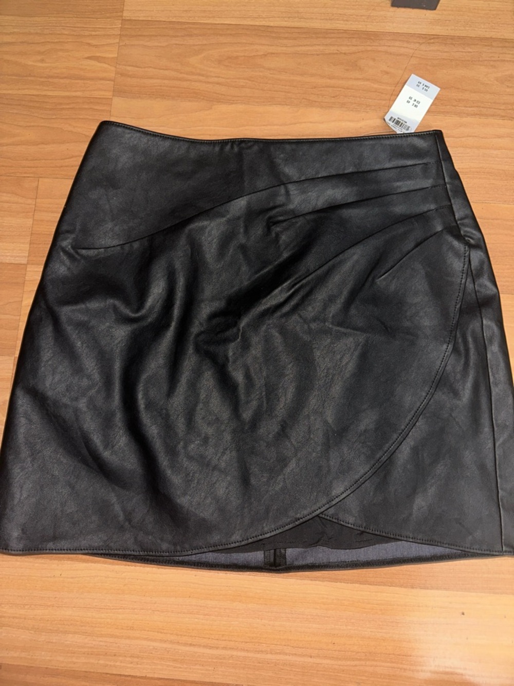 Abercrombie & Fitch Black Faux Leather Mini Skirt with Wrap Detail